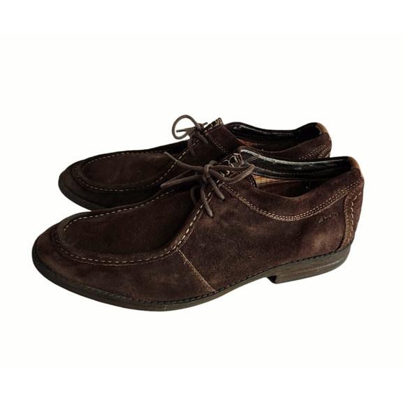 Clarks Men Delsin Leather Oxford Casual Suede Shoes Loafers Deep Brown Size 11